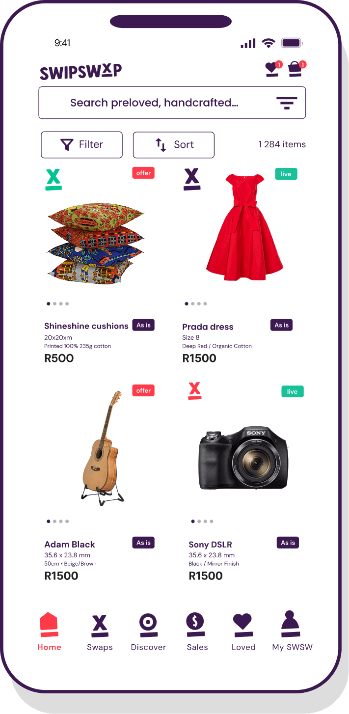 Browsing listings in the SWIPSWXP app